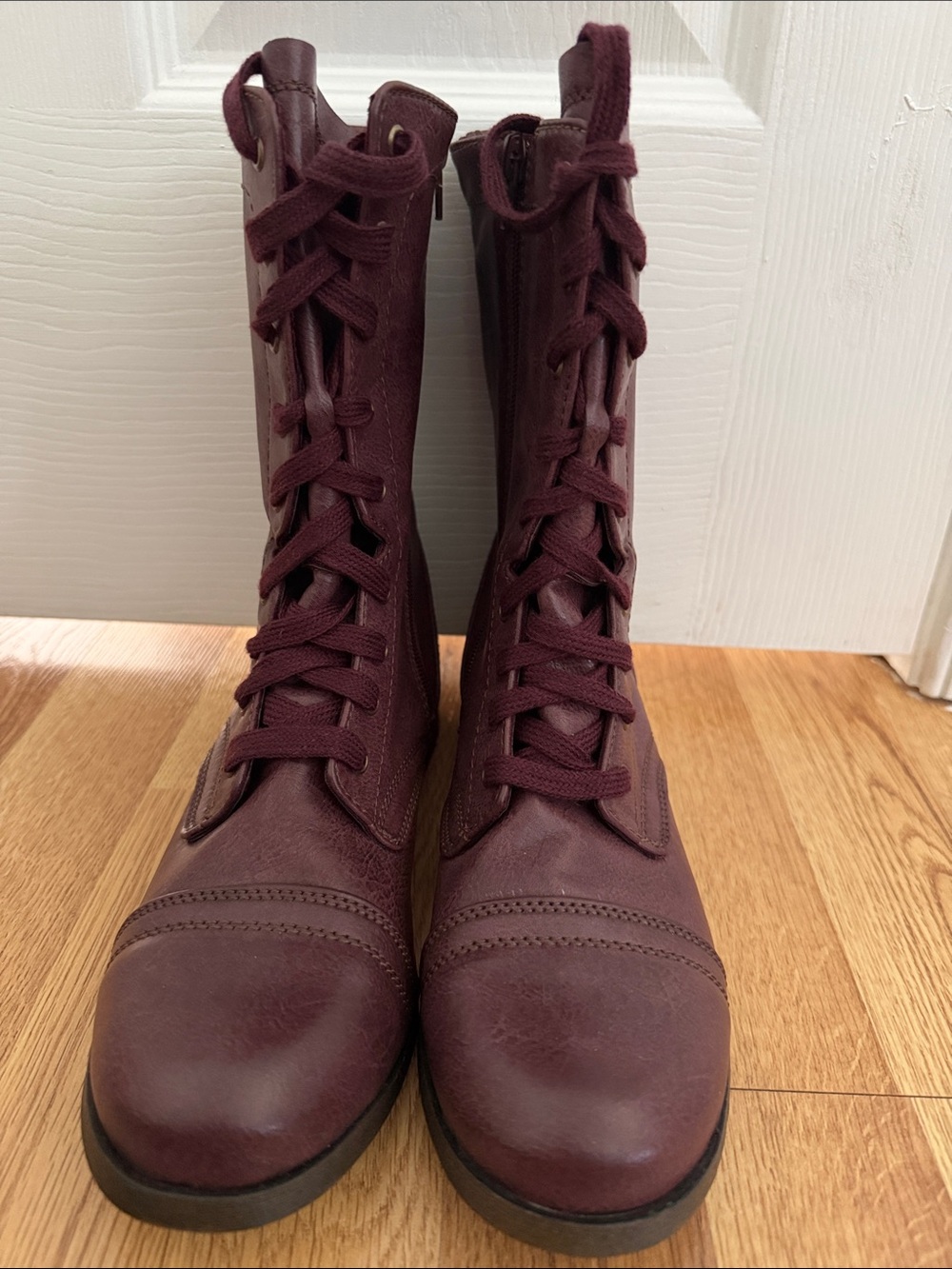 Mossimo Supply Co. Women's Wine Lace-Up Combat Boots size 8.5